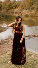 Burgundy Lace Evening Formal Prom Gown, Long Party Dress, AST1537 Burgundy Lace Evening Formal Prom Gown, Long Party Dress, AST1537