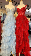 Charming Applique Tiered A-Line Senior Prom Dress, Long Party Gown,AST1622 Charming Applique Tiered A-Line Senior Prom Dress, Long Party Gown,AST1622
