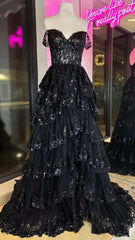 Charming Applique Tiered A-Line Senior Prom Dress, Long Party Gown,AST1622 Charming Applique Tiered A-Line Senior Prom Dress, Long Party Gown,AST1622