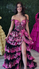 Charming Applique Tiered A-Line Senior Prom Dress, Long Party Gown,AST1622 Charming Applique Tiered A-Line Senior Prom Dress, Long Party Gown,AST1622