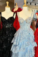 Charming Applique Tiered A-Line Senior Prom Dress, Long Party Gown,AST1622 Charming Applique Tiered A-Line Senior Prom Dress, Long Party Gown,AST1622