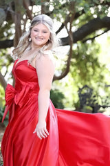 Custom Made Red A-Line Formal Gown, Plus Size Prom Dress With Pockets, AST1549 Custom Made Red A-Line Formal Gown, Plus Size Prom Dress With Pockets, AST1549