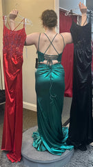 Dark Green Mermaid Evening Prom Dresses With Appliques, AST1559 Dark Green Mermaid Evening Prom Dresses With Appliques, AST1559
