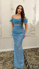 Glitter Light Blue Mermaid Long Prom Dress, AST1575 Glitter Light Blue Mermaid Long Prom Dress, AST1575