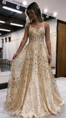 Glitter Sequin Lace Prom Dress, A-Line Evening Party Gown, AST1589 Glitter Sequin Lace Prom Dress, A-Line Evening Party Gown, AST1589