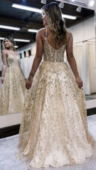 Glitter Sequin Lace Prom Dress, A-Line Evening Party Gown, AST1589 Glitter Sequin Lace Prom Dress, A-Line Evening Party Gown, AST1589