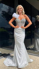 Glitter White Mermaid Beaded Prom Dress, Long Evening Formal Gown, AST1592 Glitter White Mermaid Beaded Prom Dress, Long Evening Formal Gown, AST1592