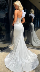 Glitter White Mermaid Beaded Prom Dress, Long Evening Formal Gown, AST1592 Glitter White Mermaid Beaded Prom Dress, Long Evening Formal Gown, AST1592
