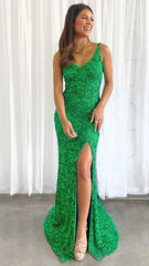 Green Sequin Mermaid Long Prom Dress Floor Length Formal Gown,AST1646 Green Sequin Mermaid Long Prom Dress Floor Length Formal Gown,AST1646