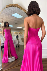 Hot Pink Sweetheart Keyhole Chiffon Pleated Long Prom Dress,AST1619 Hot Pink Sweetheart Keyhole Chiffon Pleated Long Prom Dress,AST1619