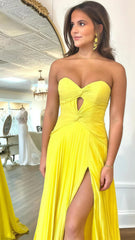 Hot Pink Sweetheart Keyhole Chiffon Pleated Long Prom Dress,AST1619 Hot Pink Sweetheart Keyhole Chiffon Pleated Long Prom Dress,AST1619