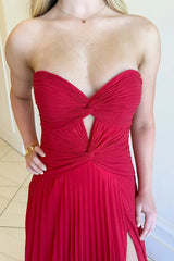 Hot Pink Sweetheart Keyhole Chiffon Pleated Long Prom Dress,AST1619 Hot Pink Sweetheart Keyhole Chiffon Pleated Long Prom Dress,AST1619