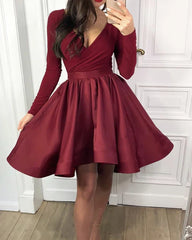 Elegant velvet long sleeved satin ruffled Homecoming dress Elegant velvet long sleeved satin ruffled Homecoming dress