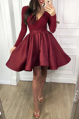 Elegant velvet long sleeved satin ruffled Homecoming dress Elegant velvet long sleeved satin ruffled Homecoming dress