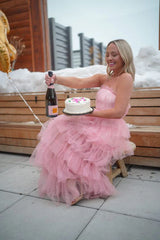 Elegant Pink Tulle Prom Dress,Long Birthday Outfit,AST1246 Elegant Pink Tulle Prom Dress,Long Birthday Outfit,AST1246