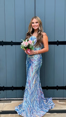 Light Blue Mermaid Evening Prom Dress, AST1535 Light Blue Mermaid Evening Prom Dress, AST1535