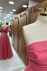 Pink One-Shoulder Ruffle Long Prom Dress,AST1253 Pink One-Shoulder Ruffle Long Prom Dress,AST1253