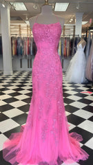 Mermaid Appliques Long Prom Dress Tulle Party Dress, Senior Prom Dresses,AST1607 Mermaid Appliques Long Prom Dress Tulle Party Dress, Senior Prom Dresses,AST1607