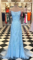 Mermaid Appliques Long Prom Dress Tulle Party Dress, Senior Prom Dresses,AST1607 Mermaid Appliques Long Prom Dress Tulle Party Dress, Senior Prom Dresses,AST1607