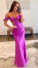 Off The Shoulder Purple Prom Dresses,AST1666 Off The Shoulder Purple Prom Dresses,AST1666