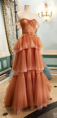 Off The Shoulder Tulle Prom Dresses, Ruffles Evening Formal Gown Long Party Dress, AST1528 Off The Shoulder Tulle Prom Dresses, Ruffles Evening Formal Gown Long Party Dress, AST1528