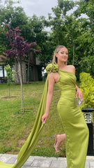Olive Green Satin Mermaid Party Dress,AST1611 Olive Green Satin Mermaid Party Dress,AST1611
