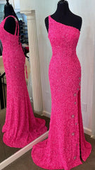 One Shoulder Mermaid Sequin Long Prom Dress With Split,AST1632 One Shoulder Mermaid Sequin Long Prom Dress With Split,AST1632