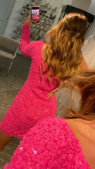 One Sleeve Sequin Homecoming Dress, Short Prom Dresses,AST1618 One Sleeve Sequin Homecoming Dress, Short Prom Dresses,AST1618