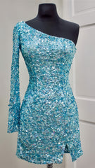 One Sleeve Sequin Homecoming Dress, Short Prom Dresses,AST1618 One Sleeve Sequin Homecoming Dress, Short Prom Dresses,AST1618