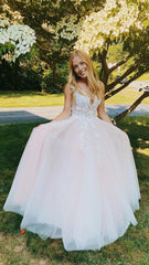 Pink Floral Evening Formal Dress, Long Party Prom Gown, AST1538 Pink Floral Evening Formal Dress, Long Party Prom Gown, AST1538