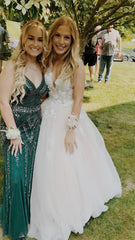 Pink Floral Evening Formal Dress, Long Party Prom Gown, AST1538 Pink Floral Evening Formal Dress, Long Party Prom Gown, AST1538