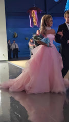 Pink Organza Senior Prom Dress With Beaded Neck&Shoulders, AST1551 Pink Organza Senior Prom Dress With Beaded Neck&Shoulders, AST1551