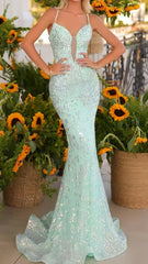 Plunging Neck Mermaid Long Prom Dress, Sleeveless Party Dresses,AST1603 Plunging Neck Mermaid Long Prom Dress, Sleeveless Party Dresses,AST1603
