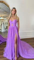 Purple Chiffon A-Line Evening Prom Dresses, AST1598 Purple Chiffon A-Line Evening Prom Dresses, AST1598