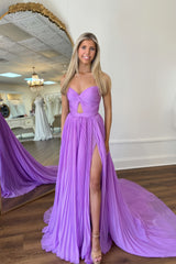 Purple Chiffon A-Line Evening Prom Dresses, AST1598 Purple Chiffon A-Line Evening Prom Dresses, AST1598