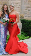 Red Strapless Long Formal Prom Dress, AST1536 Red Strapless Long Formal Prom Dress, AST1536
