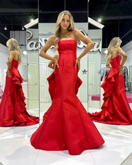 Red Strapless Long Formal Prom Dress, AST1536 Red Strapless Long Formal Prom Dress, AST1536