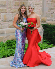 Red Strapless Long Formal Prom Dress, AST1536 Red Strapless Long Formal Prom Dress, AST1536
