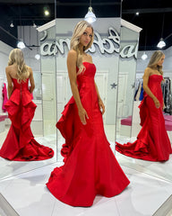 Red Strapless Long Formal Prom Dress, AST1536 Red Strapless Long Formal Prom Dress, AST1536
