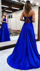 Royal Blue A-Line Prom Dresses, V-neck Evening Celebrity Dress,AST1633 Royal Blue A-Line Prom Dresses, V-neck Evening Celebrity Dress,AST1633