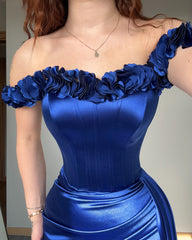 Royal Blue Mermaid Prom Dresses Off The Shoulder Evening Formal Gown, AST1495 Royal Blue Mermaid Prom Dresses Off The Shoulder Evening Formal Gown, AST1495