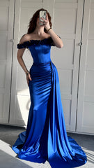 Royal Blue Mermaid Prom Dresses Off The Shoulder Evening Formal Gown, AST1495 Royal Blue Mermaid Prom Dresses Off The Shoulder Evening Formal Gown, AST1495