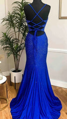 Royal Blue Mermaid Sleeveless Prom Dress,AST1642 Royal Blue Mermaid Sleeveless Prom Dress,AST1642