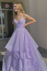Simple V Neck Tulle Long Prom Dress Lilac Tulle Formal Dress,AST1245 Simple V Neck Tulle Long Prom Dress Lilac Tulle Formal Dress,AST1245