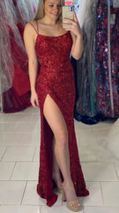 Spaghetti Straps Mermaid Long Prom Dress, Sequin Birthday Party Dress,AST1620 Spaghetti Straps Mermaid Long Prom Dress, Sequin Birthday Party Dress,AST1620