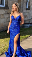 Spaghetti Straps Mermaid Royal Blue Prom Dresses, Appliques Long Party Dress, AST1477 Spaghetti Straps Mermaid Royal Blue Prom Dresses, Appliques Long Party Dress, AST1477