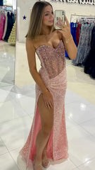 Sparkle Pink Sequin Long Prom Dress, AST1569 Sparkle Pink Sequin Long Prom Dress, AST1569