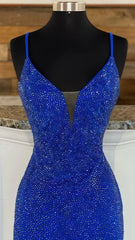 Sparkle Royal Blue Mermaid Long Prom Dress V-Neck Formal Gown,AST1635 Sparkle Royal Blue Mermaid Long Prom Dress V-Neck Formal Gown,AST1635