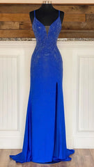 Sparkle Royal Blue Mermaid Long Prom Dress V-Neck Formal Gown,AST1635 Sparkle Royal Blue Mermaid Long Prom Dress V-Neck Formal Gown,AST1635