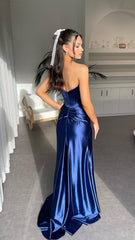 Strapless Blue Mermaid Prom Dress,AST1609 Strapless Blue Mermaid Prom Dress,AST1609